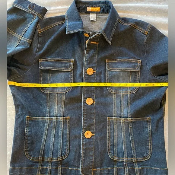 Tulle Plus Jacket Medium Dark Blue Stretch Denim Jean Jacket Size 1X - Picture 4 of 7